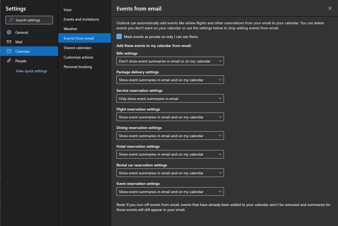 Updated controls for the Events from email functionality in Office 365 1 EventsFromEmailV2