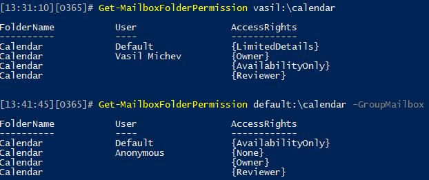 Mailbox folder permissions cmdlets now return a PermissionSecurityPrincipal object 2 RecipientPrincipal2