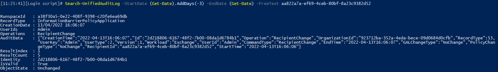Microsoft 365 audit story continues to disappoint, even in 2022 5 Search-UnifiedAuditLog output