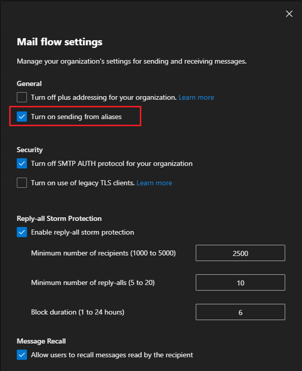 exchange shared mailbox send as alias