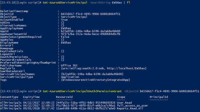 Azure AD applications and service principals 2 PowerShell example of service principal