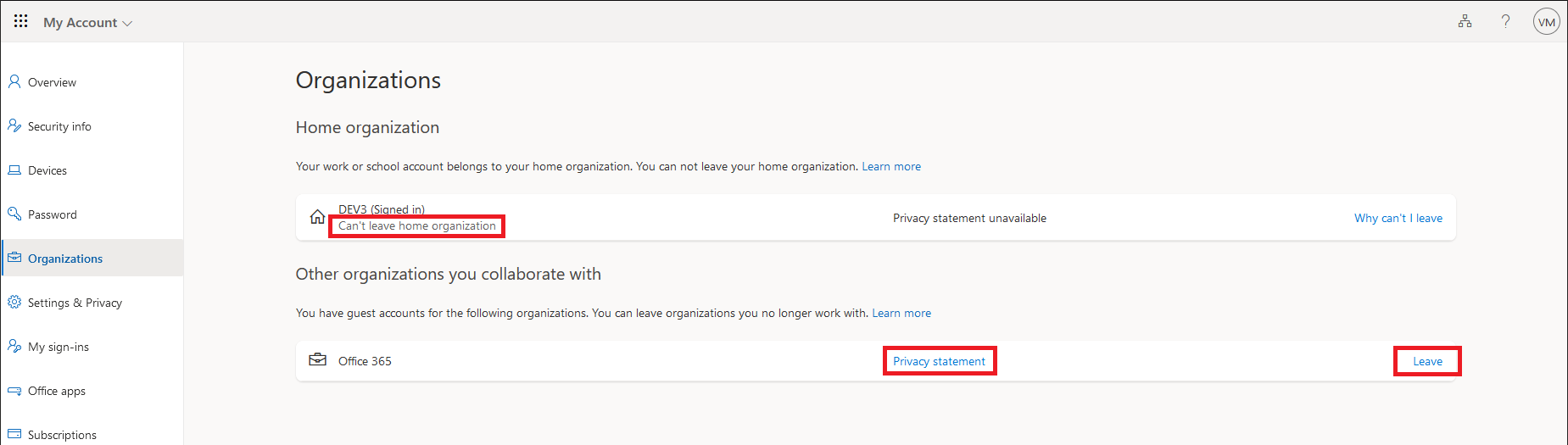 Controlling the option for end users to leave Guest tenants 1 GuestsLeave