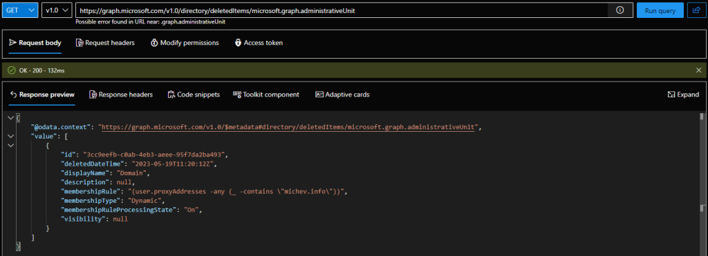 List soft-deleted Administrative units